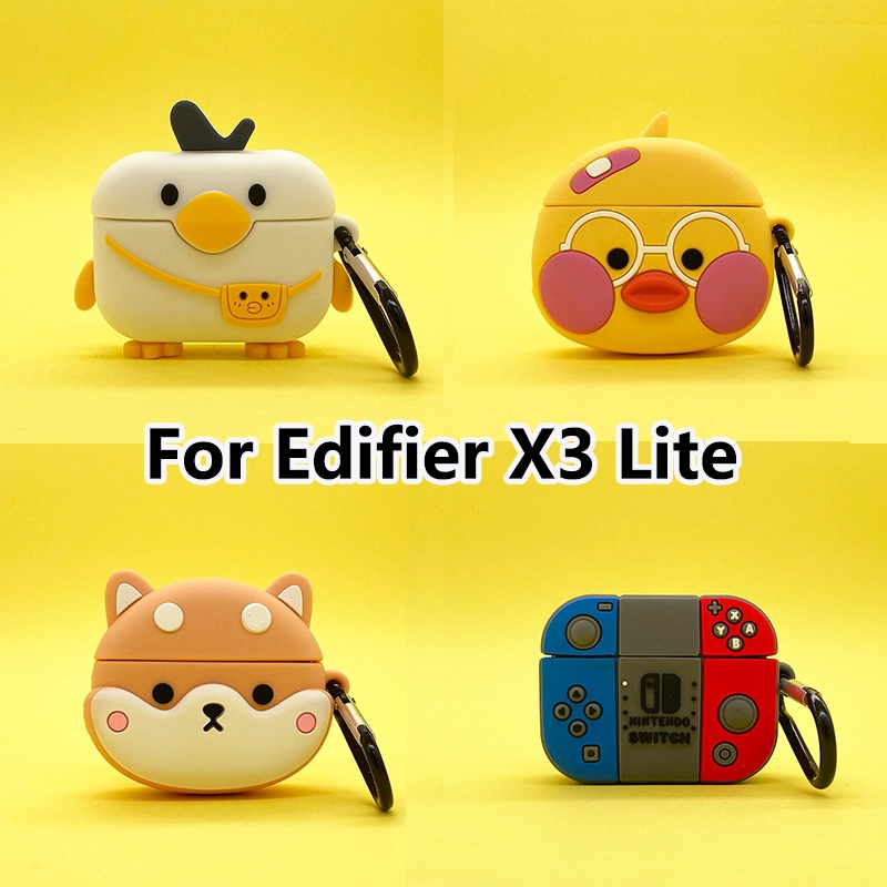 การ์ตูนป้องกันกรณีสําหรับ Edifier X3 Lite หูฟังไร้สายบลูทูธฝาครอบซิลิโคนอ่อนนุ่มสําหรับ Edifier X3 Lite ฝาครอบซิลิโคนอ่อนนุ่ม