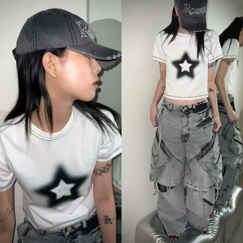 New JEANS สไตล์เกาหลี Y2K Babytee เสื้อครอปผู้หญิง เสื้อครอปฤดูร้อนใหม่แขนสั้นคอกลมรัดรูป sweetcool streetwear เสื้อยืดเข้ารูปเซ็กซี่สําหรับผู้หญิง