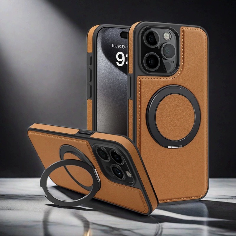 【360° rotatable bracket hard case/Brown】เคส compatible for iPhone 15 14 13 12 11 pro max case