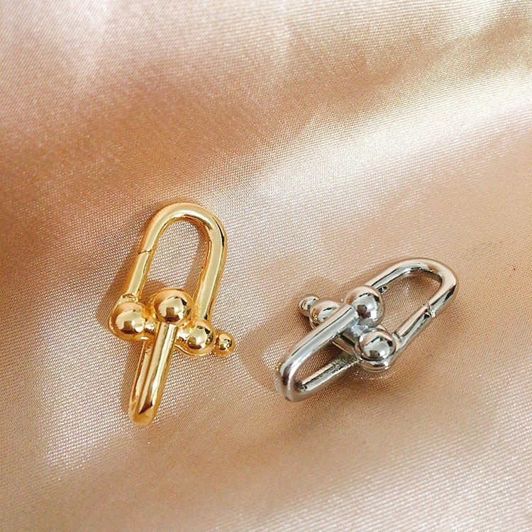 Gold Plated U Link Chain Lock, สร ้ อยคอสร ้ อยข ้ อมือสําหรับ DIY เครื ่ องประดับ