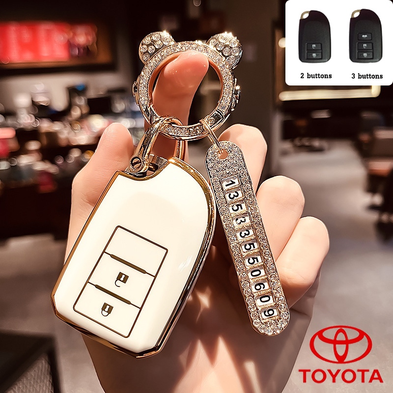 Toyota Yaris/Vios/Yaris 2014/Yaris-5 ประตูการออกแบบใหม ่ 2/3 ปุ ่ ม TPU Anti Scratch ฝาครอบกุญแจรีโมท