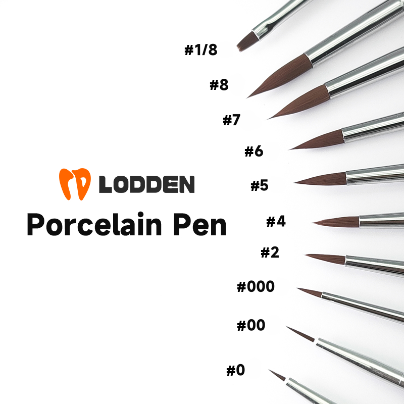 Lodden ปากกาแปรงพอร์ซเลนทันตแพทย์สําหรับทันตกรรม Lab 30% ขนมิงค์+ไนลอน 70%