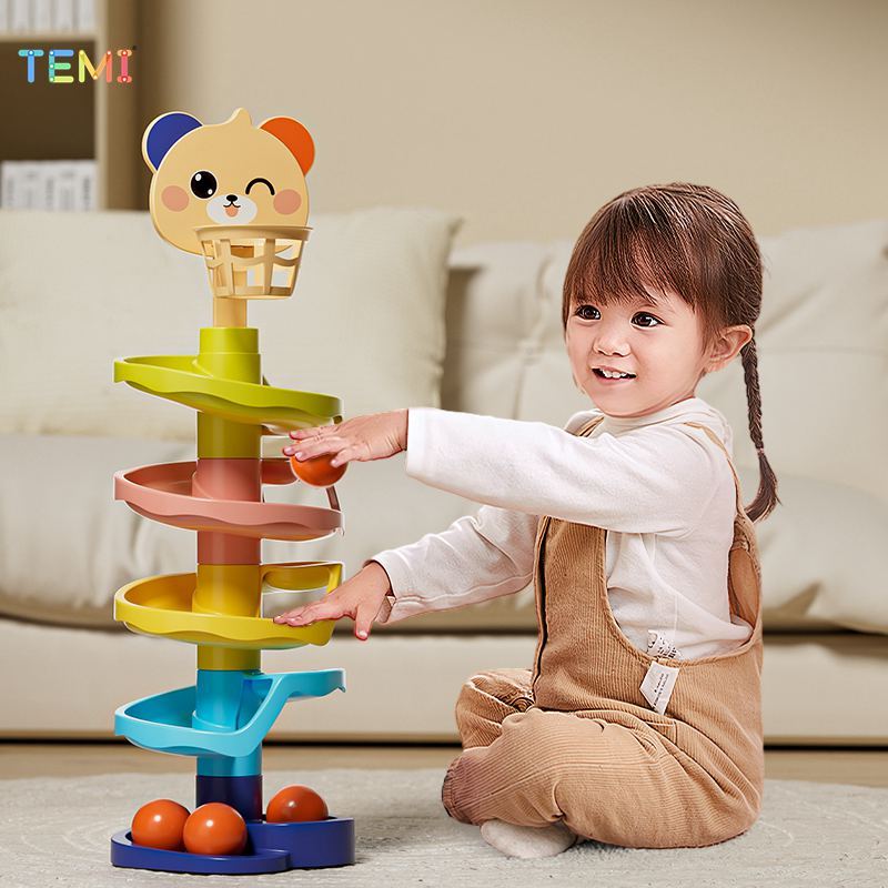 Temi 7 ชั้นสนุก Rolling สเก็ต Ball เด็กเปลี่ยน Joy Track Ball สเก็ต Ball Tower Early Education พับ Joy เด็กสนุก