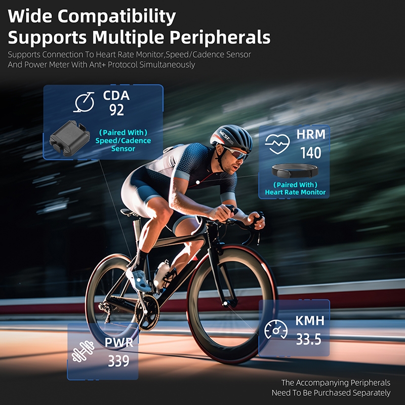 WEST BIKING BKV 100 GPS จักรยานคอมพิวเตอร์ Speedometer ไร้สาย Cadence Heart Rate จอแสดงผลกลางแจ้ง Sensor MTB Road อุปกรณ์เสริม — صورة 5