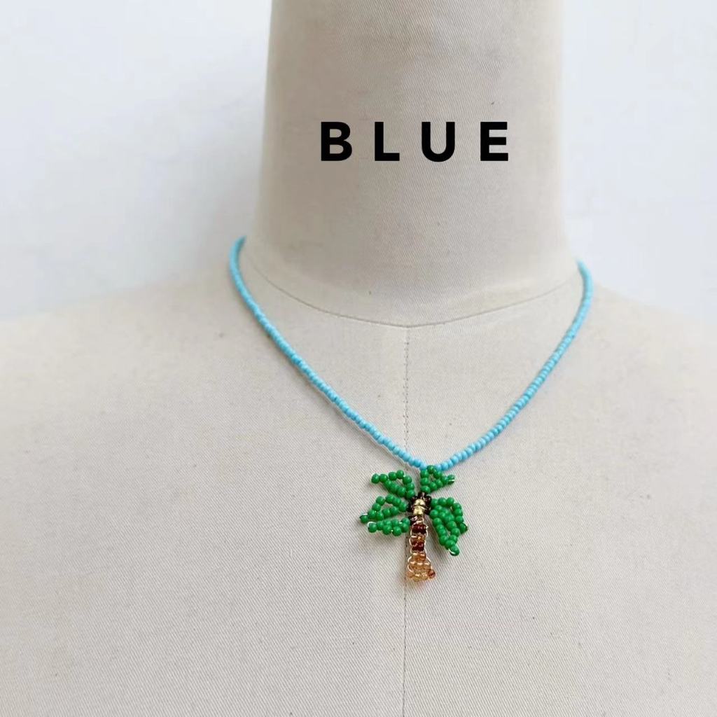 สไตล์ใหม่ฤดูร้อนสไตล์ญี่ปุ่น ย2เค ลูกปัดมะพร้าวจี้สีฟ้าอะคริลิลูกปัดเชือกเส้นเล็กสร้อยคอสร้อยคอ