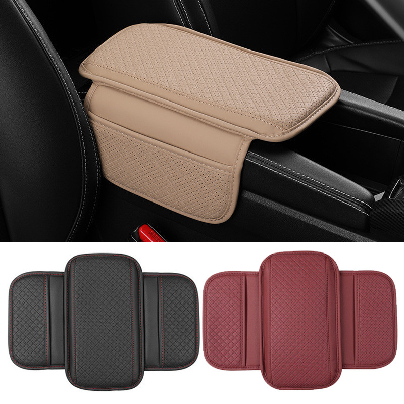 Universal Car Arm Rest Cushion Pad ที ่ เก ็ บโทรศัพท ์ ที ่ เท ้ าแขนรถกล ่ องที ่ นั ่ งกล ่ องเก ็ บที ่ นั ่ งหนัง PU Car Seat Organizer ที ่ เท ้ าแขนรถคอนโซลกลางป ้ องกันอุปกรณ ์ เสริมในรถยนต ์