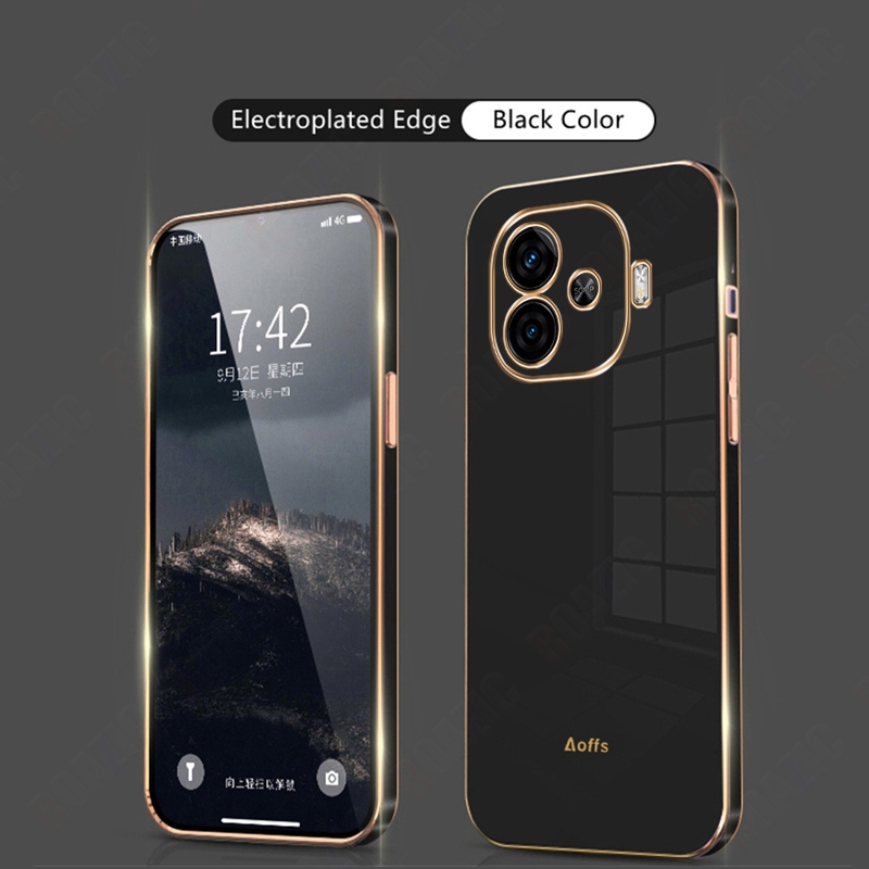 เคสโทรศัพท ์ สําหรับ VIVO iQOO Z9 5G/iQOO Z9 Turbo ตรง Electroplate Edge Casing ซิลิโคนนุ ่ มฝาครอบป ้ องกันหรูหราปกหลัง SYD01