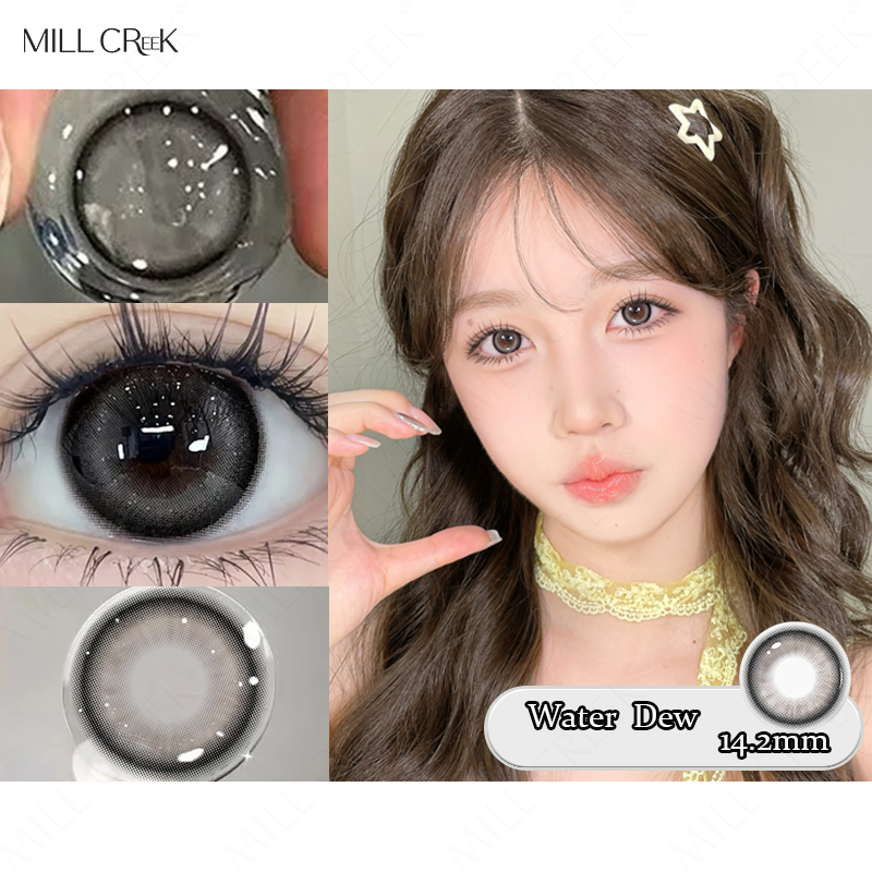 Mill CREEK คอนแทคเลนส ์ 14.2 มม.พร ้ อมเกรดเลนส ์ ไฮดรอลิกสบายธรรมชาติสีดําสีน ้ ําตาล 6 เดือนใช ้ เลนส ์