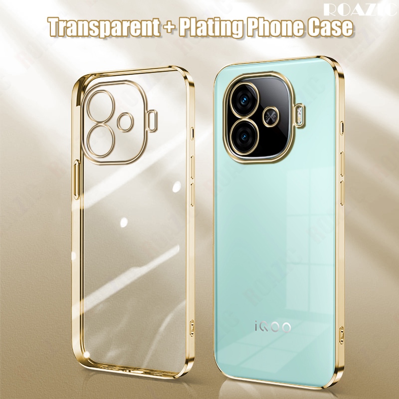 สําหรับ VIVO Z9 5G/iQOO Z9 Turbo/iQOO Z9 Turbo +/iQOO Z9 Turbo Plusเคสโทรศัพท์หรูหราชุบขอบโปร่งใสซิลิโคนนุ่มปลอกกันกระแทกClear Cover SSY01