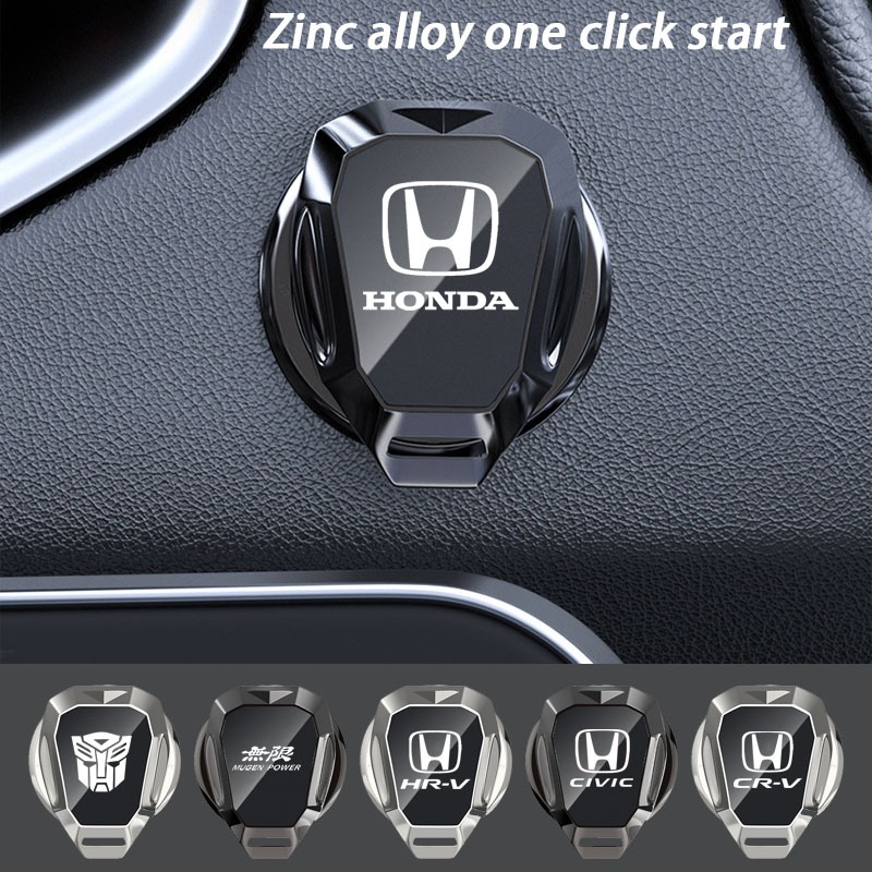 Honda ฮอนด้าออโต้ใหม่ One Touch Start Retrofit ปุ่มตกแต่งวัสดุโลหะผสมสังกะสียามสำหรับ Civci Fit Jazz HRV BRV CRV Brio Accord Lead Mobilio