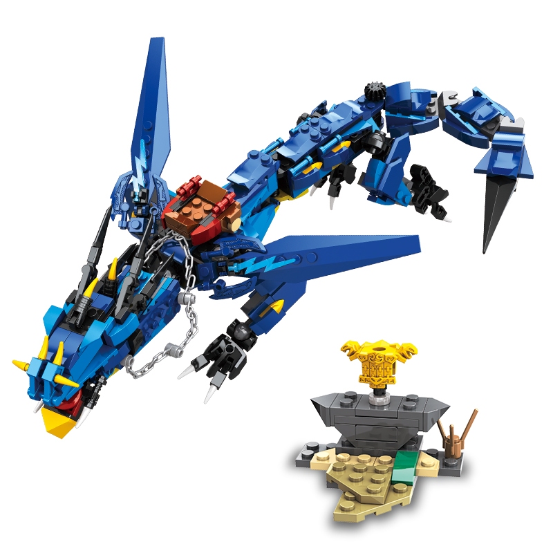 Ninja Blue Dragon Building Block อิฐของเล ่ นเพื ่ อการศึกษาสําหรับเด ็ กของขวัญ