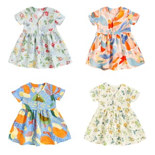 สาวน้อย  แต่งตัว ชุดเด ็ กผู ้ หญิงฤดูร ้ อนแขนสั ้ นผ ้ าฝ …