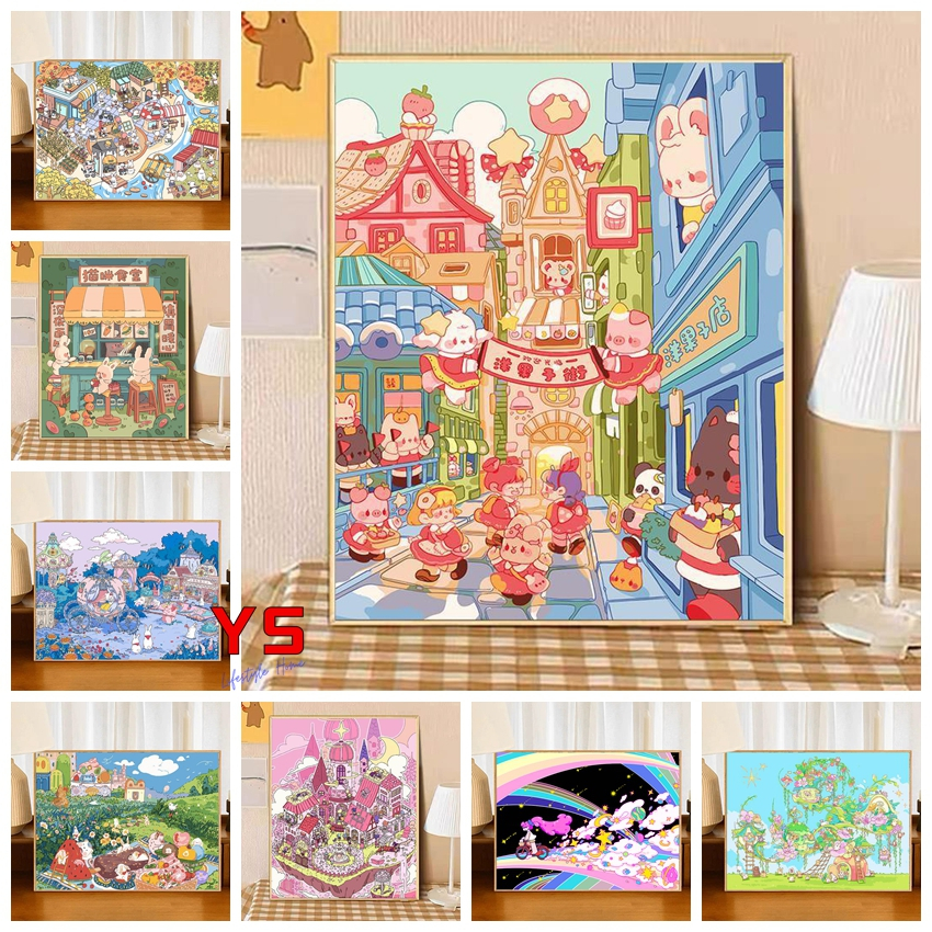 Victory✨ - 30*40cm/40*50cm - ผ้าใบระบายสีตามตัวเลข - DIY ภาพวาดสีน้ํามันดิจิทัลอะคริลิค - สายสีแดง - Handmade Decompression บรรจุภัณฑ - ชุด DIY
