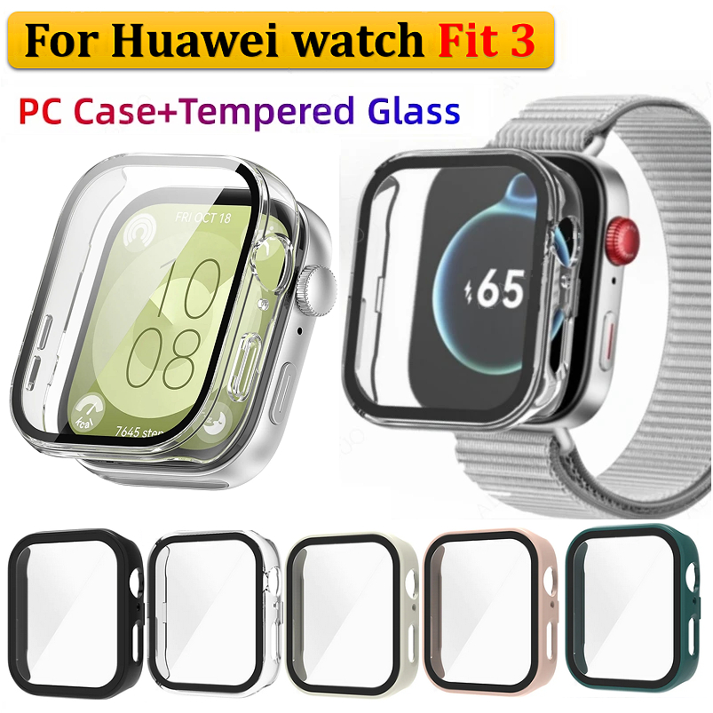 เคส Huawei Watch Fit 3 Case กระจกนิรภัยสําหรับ เคส Huawei Fit 3 สมาร ์Full Covered Huawei watch fit 3 เคส Tempered Glass Huawei watch Fit 4 เคส All-Around เคส Huawei Watch fit 4 Case Prevention Full เคส Huawei watch Fit 4 Pro เคส Huawei watch Fit 4 Case