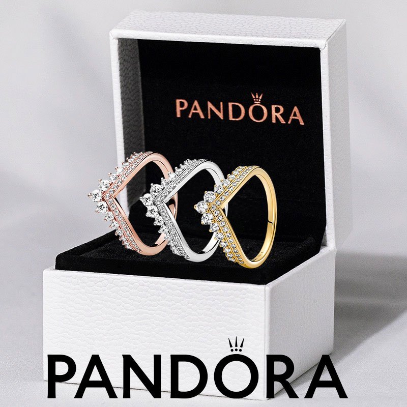 แหวนเงินสเตอร์ลิง S925 ของแท้ 100% จาก PANDORA จับคู่กับแหวน Tiara ของ Pandora Timeless Wish