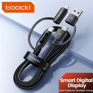 Toocki 4 In 1 USB To Type C/1OS Fast สายชาร์จสมาร์ทจอแสดงผลดิจิตอลสําหรับ Type C USB C ข้อมูลสายไฟ