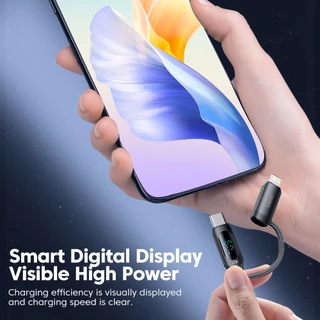 Toocki 4 In 1 USB To Type C/1OS Fast สายชาร์จสมาร์ทจอแสดงผลดิจิตอลสําหรับ Type C USB C ข้อมูลสายไฟ