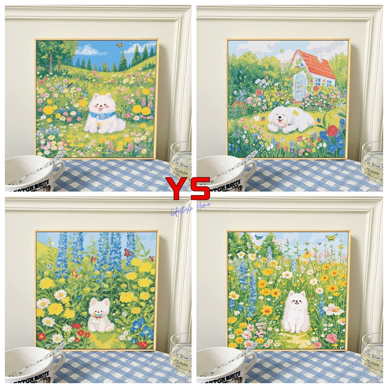 Victory -30*40cm/40*50cm-ระบายสีตามตัวเลข--ภาพระบายสีตามตัวเลข -ฤดูใบไม ้ ผลิสวนลูกสุนัขภาพวาดสีน ้ ํามันดิจิตอล diy ระบายสี Graffiti Handmade ภาพวาดอะคริลิคภูมิทัศน ์ ธรรมชาติภาพวาดสีน ้ ํามันภาพวาดตกแต ่ ง-ภาพวาดระบายสีตามตัวเลข--ภาพระบายสีตามตัวเลข -