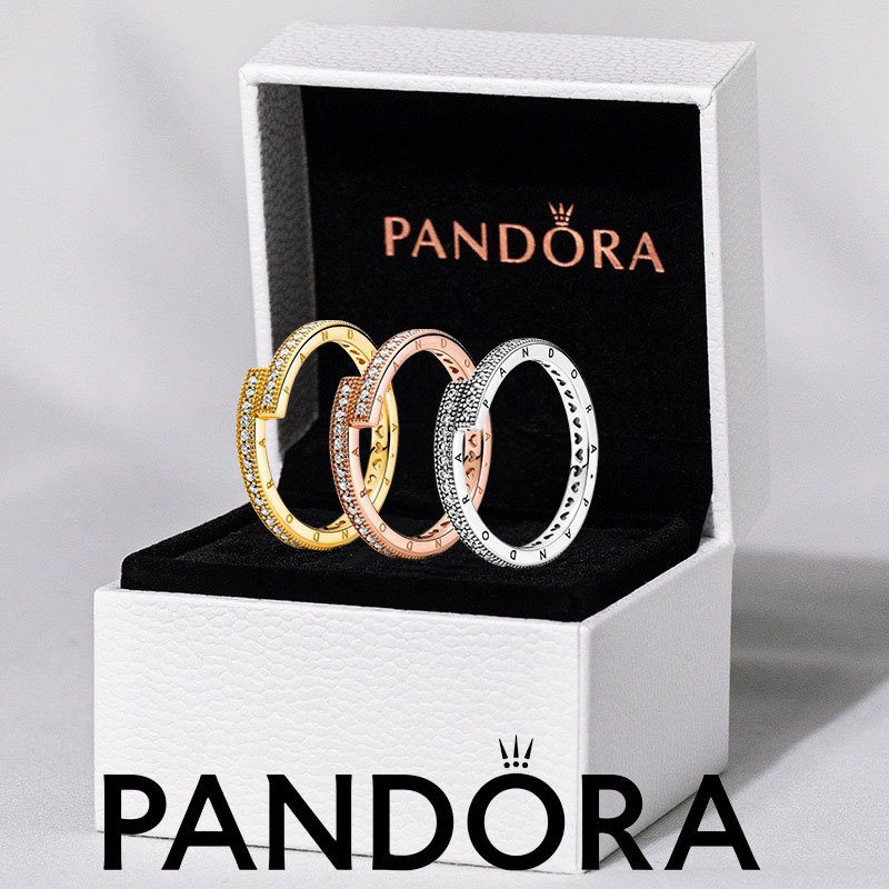 แหวนเงินสเตอร์ลิง S925 ของแท้ 100% จาก PANDORA จับคู่กับแหวนที่มีประกายแวววาว