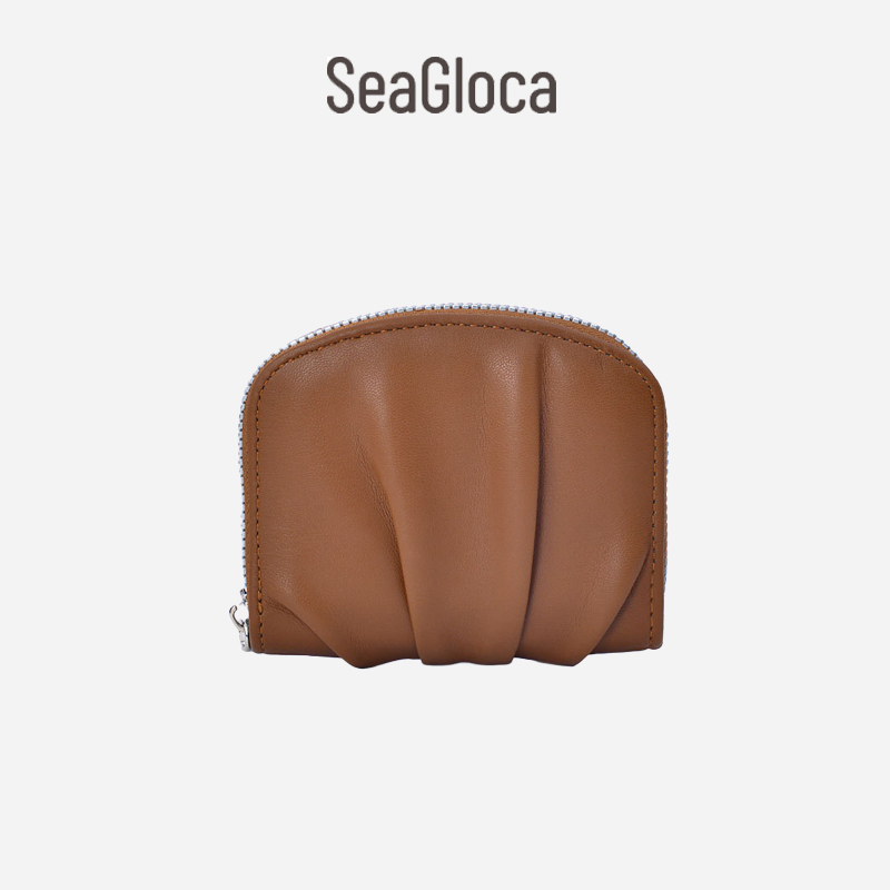 Seagloca เกาหลีสั ้ นจีบขนาดกะทัดรัดแบบพกพาสีทึบมัลติฟังก ์ ชั ่ ผู ้ ถือบัตรกระเป ๋ าเงินเหรียญสําหรับผู ้ หญิงหมายเลข 1849