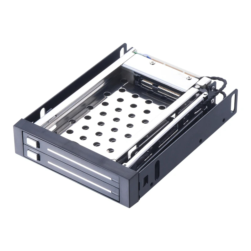 ใหม่ ST2522 2-Bay 2.5 "SATA Hot-Swap ภายใน SSD อลูมิเนียม HDD Mobile Rack สําหรับ 3.5 "Floppy อุปกรณ