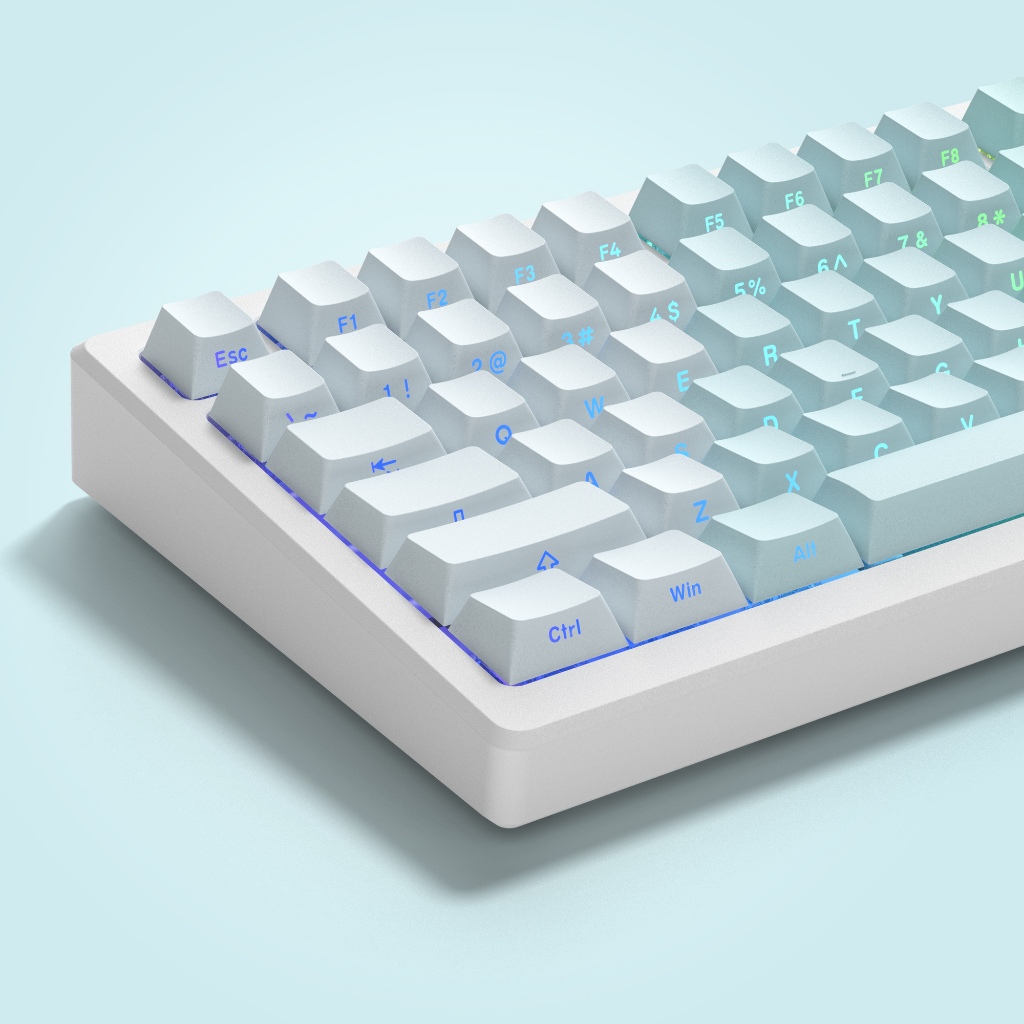 121 คีย ์ Gradient Blue Keycaps ด ้ านข ้ างพิมพ ์ Shine Through Key Cap, PBT Double Shot Keycap สําหรับ 65 % 75 % Cherry MX Switches Mechanical Gamer คีย ์ บอร ์ ด