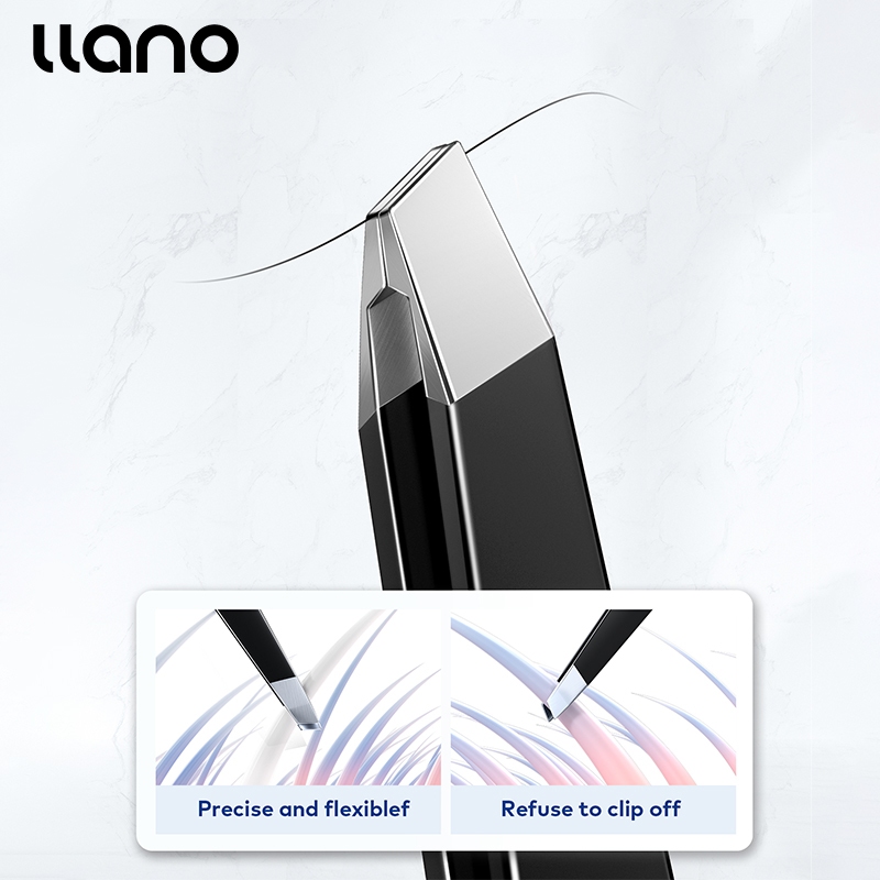 Llano แหนบสเตนเลส สีดํา สําหรับกําจัดขนคิ้ว ขนตา เครื่องมือแต่งหน้า