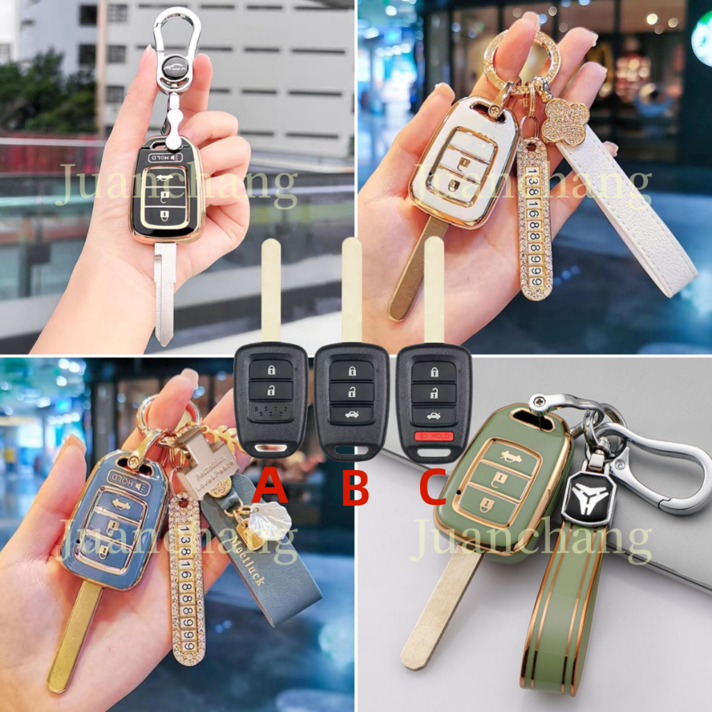 เคสรีโมทกุญแจรถยนต์ TPU 2 3 4 ปุ่มกด สําหรับ Honda Mobilio All New Brio BRV Accord 2016 2017BRV HRV Brio City Civic CRV Jazz 2016 2017 2018 2019