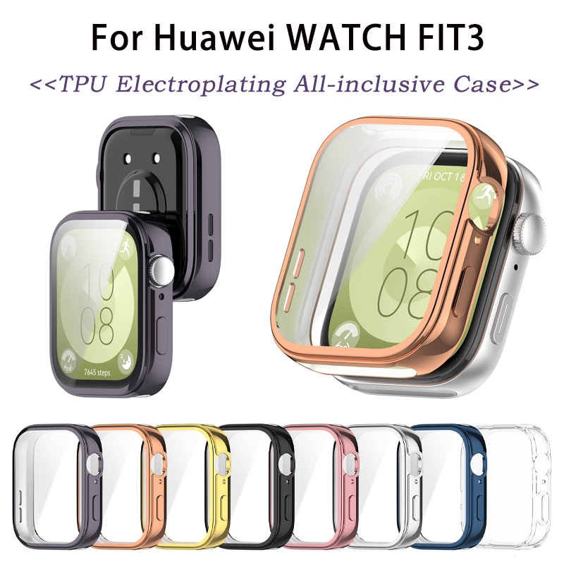 สําหรับ Huawei Watch FIT3 เคสป้องกัน Anti-scratch Anti-drop Electroplating TPU ป้องกันหน้าจอคลุมทั้งหมดสําหรับ Huawei นาฬิกา Fit 3 Smartwatch อุปกรณ์เสริม