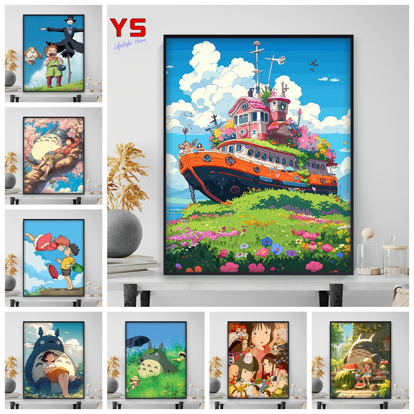 Victory✨-30*40cm/40*50cm-ระบายสีตามเลข-ระบายสีตามตัวเลข-Hayao Miyazaki เพื ่ อนบ ้ านของฉัน Totoro diy ภาพวาดสีน ้ ํามันดิจิตอลอะนิเมะการ ์ ตูน Spirited Away Healing มือเติมสีตกแต ่ งสี--ภาพวาดดิจิตัลตกแต่งบ้าน--ภาพวาดระบายสีตามตัวเลข--ภาพระบายสีตามตัวเลข