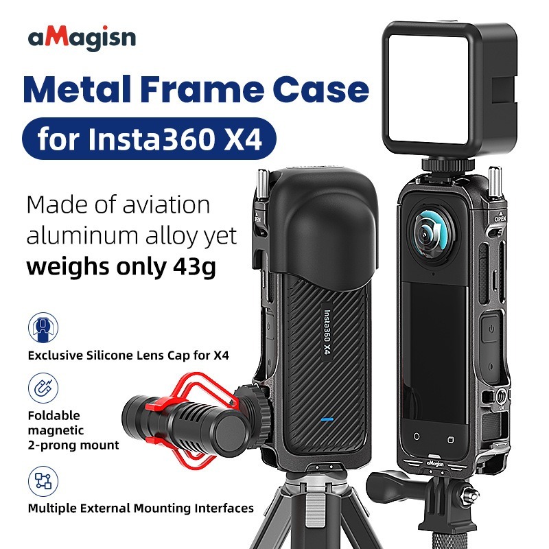 【ร้านไทย】aMagisn สําหรับ Insta360 X4 Quick Release กรงโลหะยูทิลิตี ้ กรอบรองเท ้ าเย ็ นแนวนอนสําหรับ Insta 360 X4 อุปกรณ ์ เสริม