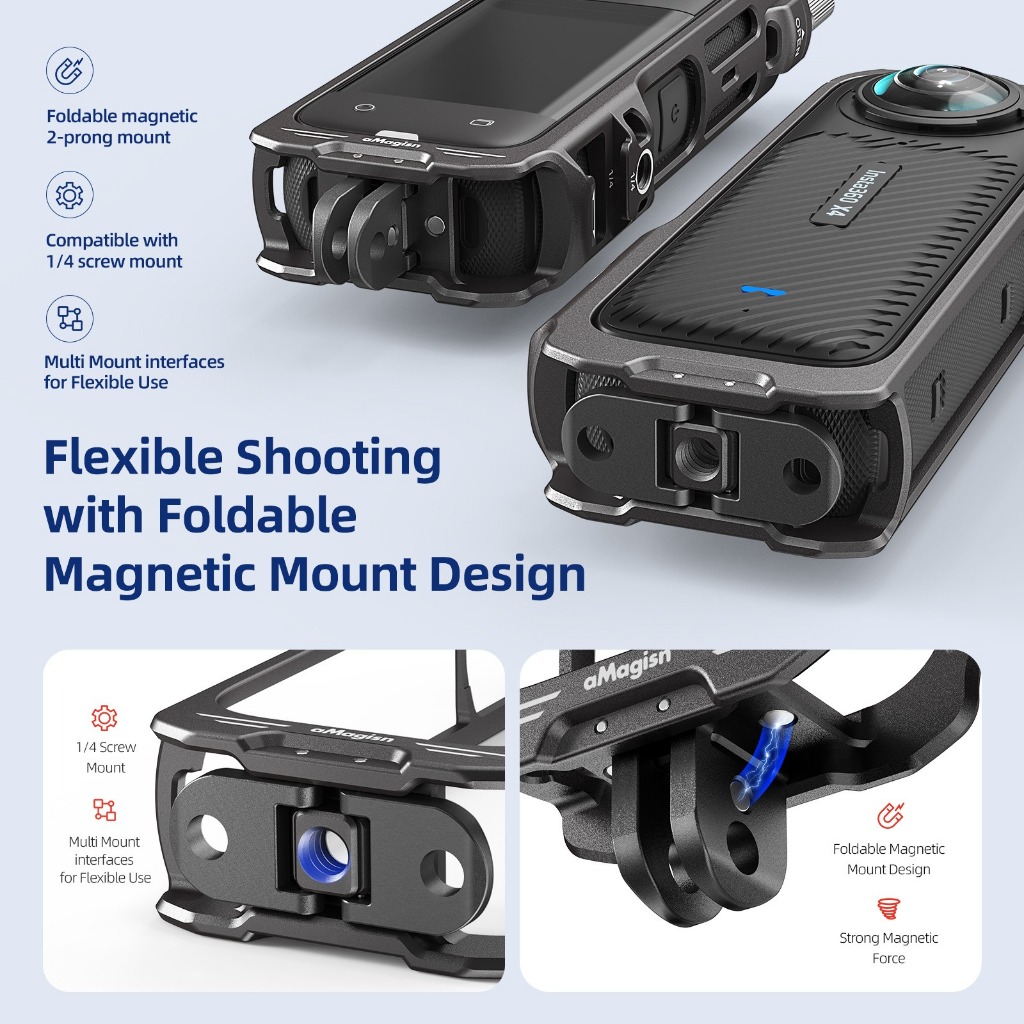 【ร้านไทย】aMagisn สําหรับ Insta360 X4 Quick Release กรงโลหะยูทิลิตี ้ กรอบรองเท ้ าเย ็ นแนวนอนสําหรับ Insta 360 X4 อุปกรณ ์ เสริม