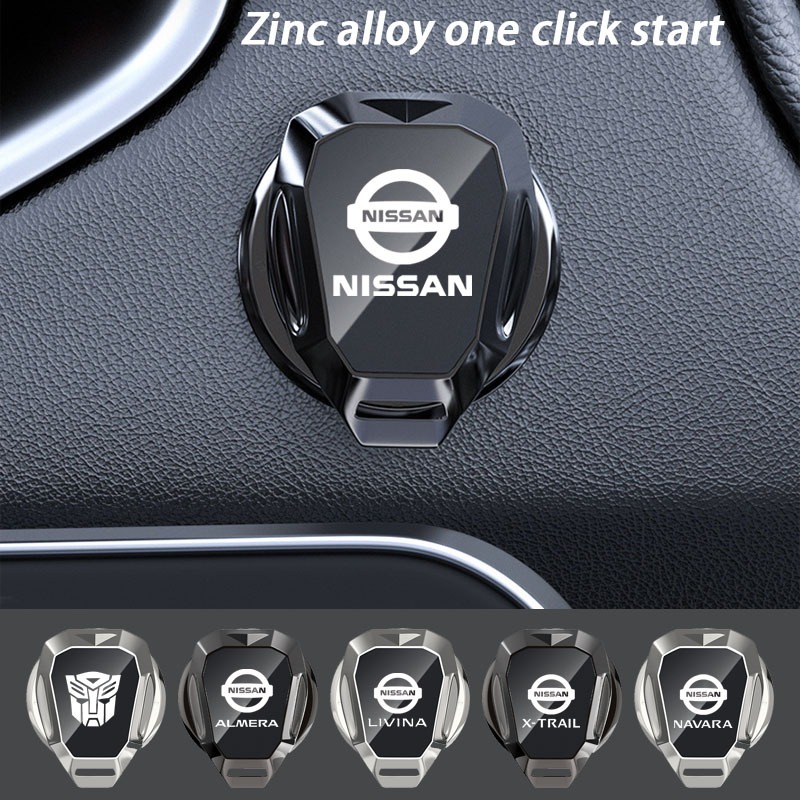 Nissanนิสสันรถยนต์ใหม่ปุ่มเดียวเริ่มต้นการปรับเปลี่ยนปุ่มตกแต่งวัสดุโลหะผสมสังกะสียามสำหรับ March Almera หมายเหตุ Livina Juke X-trail Sentra Navara Kicks Tida Teana