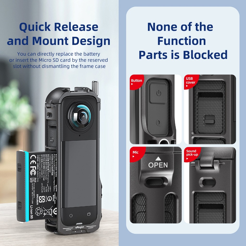 【ร้านไทย】aMagisn สําหรับ Insta360 X4 Quick Release กรงโลหะยูทิลิตี ้ กรอบรองเท ้ าเย ็ นแนวนอนสําหรับ Insta 360 X4 อุปกรณ ์ เสริม