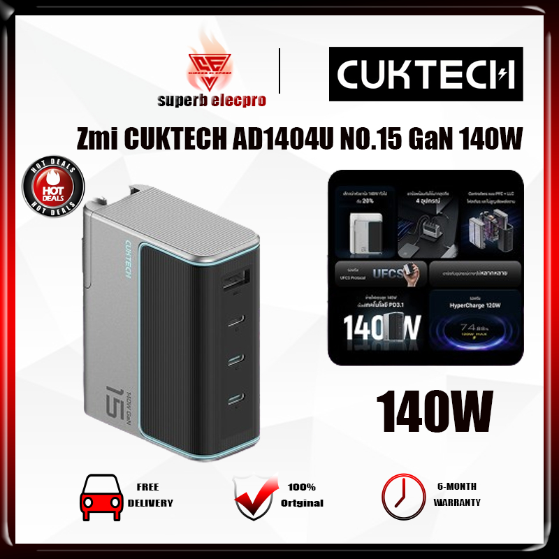 Zmi CUKTECH AD1404U NO.15 GaN เครื ่ องชาร ์ จแฟลชกําลังสูง 140W