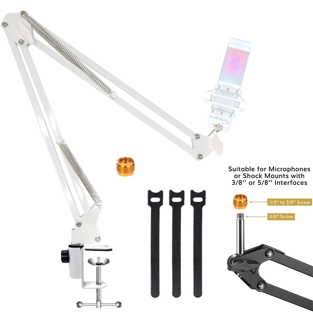 Boom Arm สําหรับ Hyperx Quadcast S, Professional ปรับสีขาว Mic Boom Arm, Stand ใช ้ งานร ่ วมกับ Hyperx Quadcast ไมโครโฟน