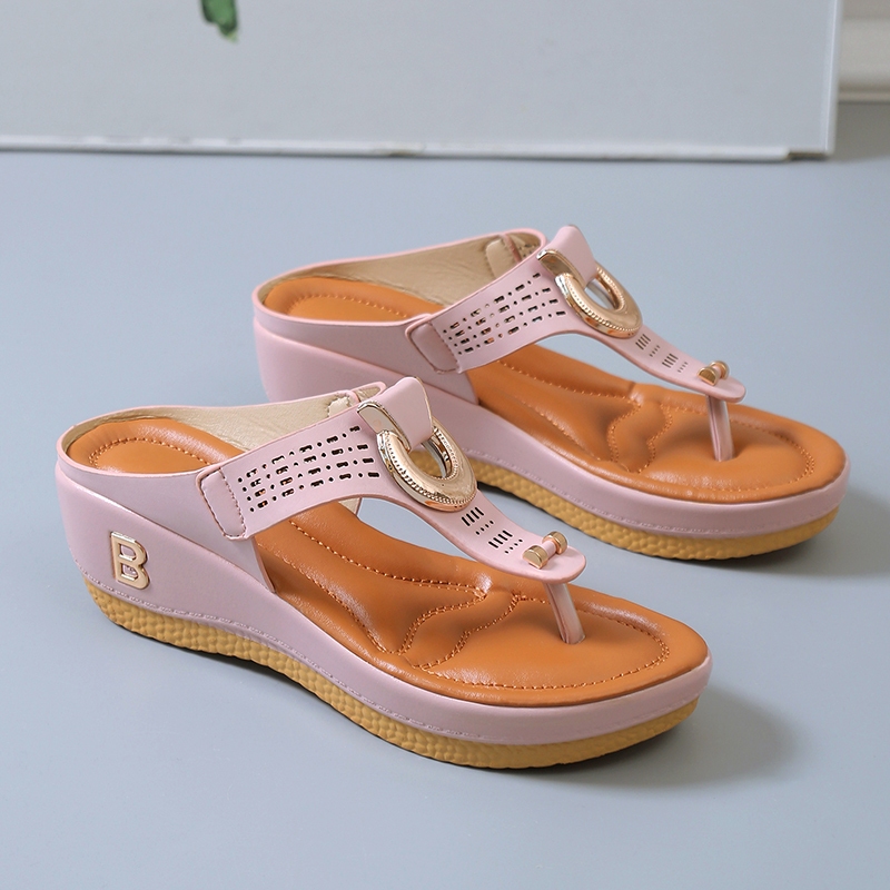 Ready Stock Wedge Heel Flip-Flops รองเท ้ าแตะชายหาดผู ้ หญิงรองเท ้ าแตะขนาดใหญ ่ 36-