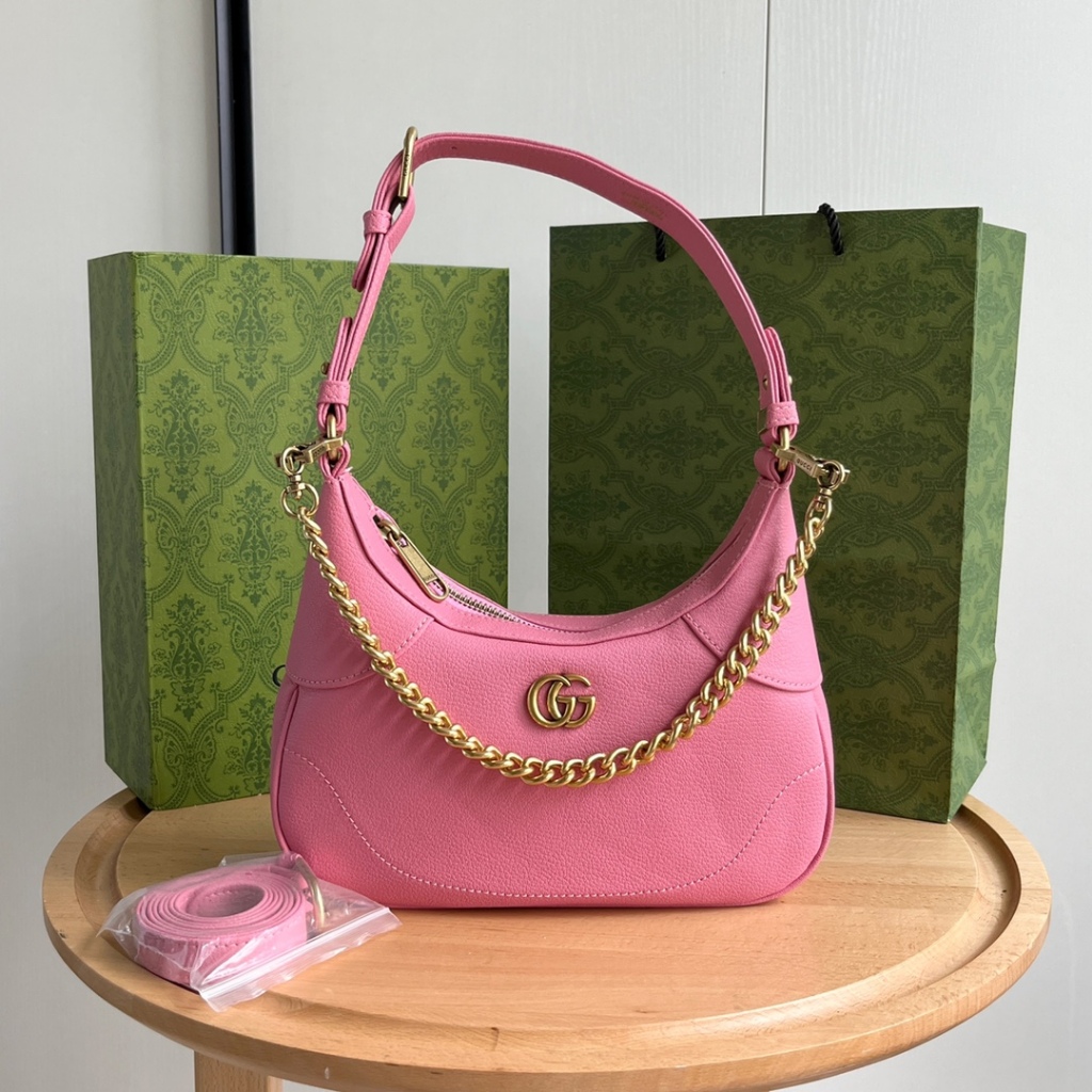 Gucci, Women 's New Pink Hobo Crescent Bag