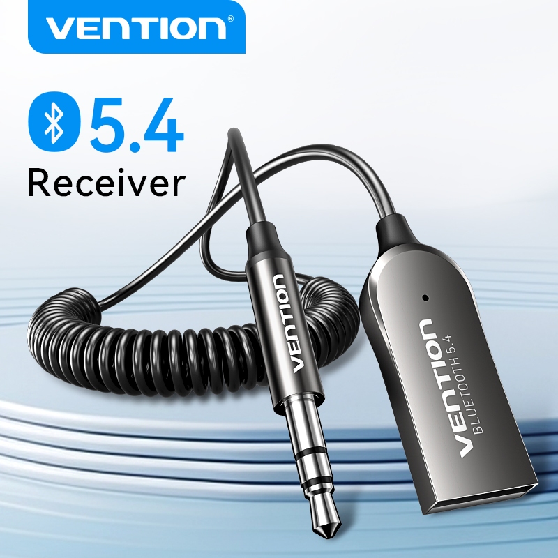 Vention ตัวรับสัญญาณบลูทูธ 5.4 อะแดปเตอร์บลูทูธรถชุด AUX Audio แจ็ค 3.5 มม.ถึง USB บลูทูธเสียงสเตอริโอเพลง 10 ม. ตัวรับสัญญาณไร้สายสําหรับโทรศัพท์มือถือแท็บเล็ตลําโพงรถ