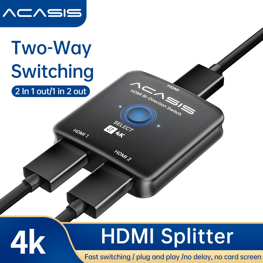 Acasis สวิตช์แยก HDMI 4K@60hz HDMI 2.0 เข้า 2 ออก 1 เข้า 2 รองรับ 4K 3D HDR สําหรับ Xbox PS5 4 3