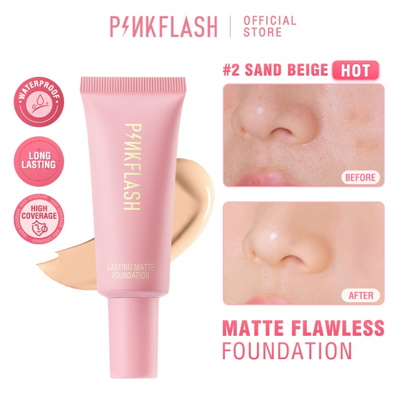 Pinkflash น้ําหนักเบา All - Day รองพื้นเนื้อแมทติดทนนาน