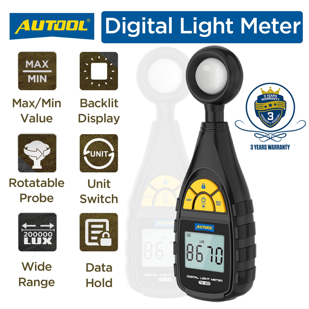 Autool Digital Lux Meter TE301 Smart Sensor Lux test 0-200,000 Lux Measure Illuminate Light Meter