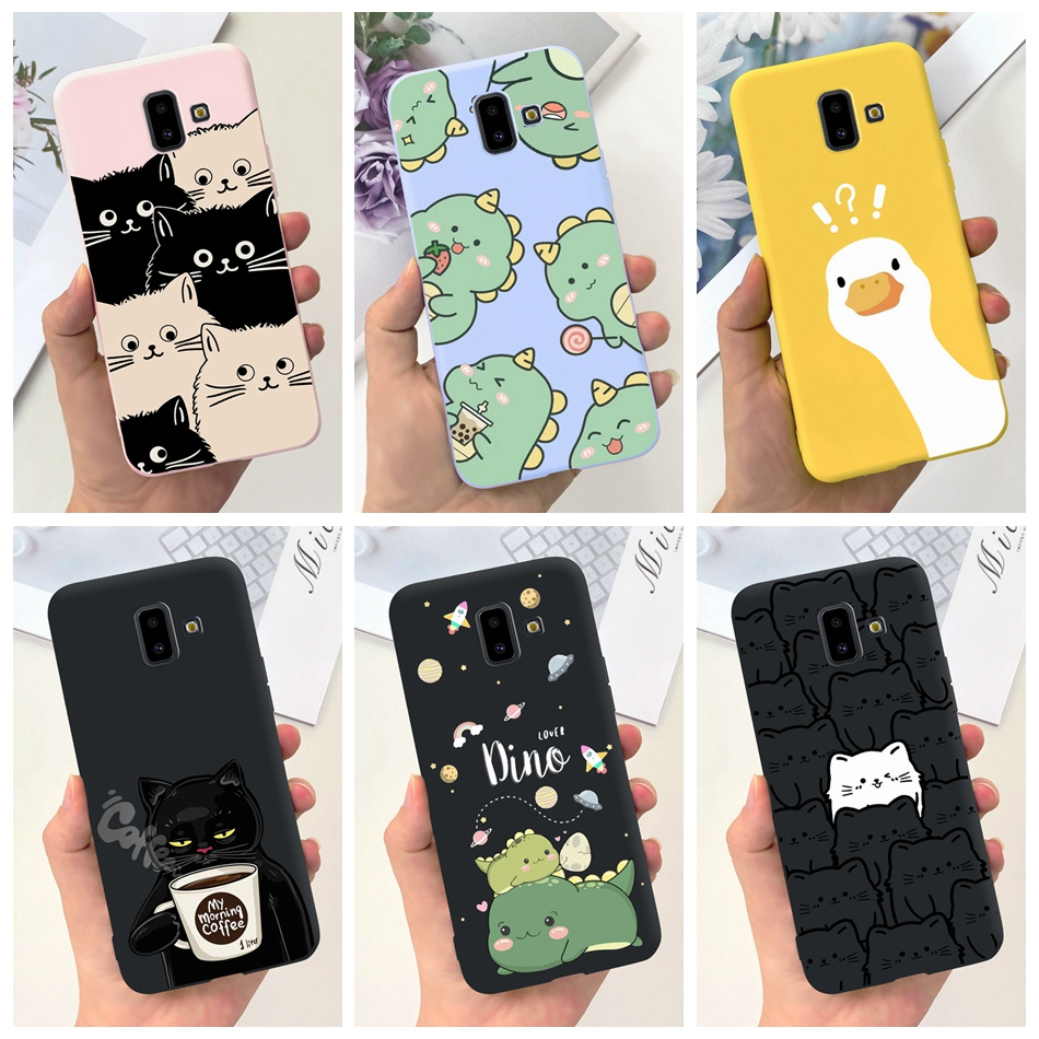 เคสโทรศัพท์มือถือ ซิลิโคนนิ่ม ลายการ์ตูนเป็ด ไดโนเสาร์ แมวน่ารัก สําหรับ Samsung Galaxy J6+ J6 (2018) J6 J 6 Plus J6Plus 2018 J610G J600F J600G