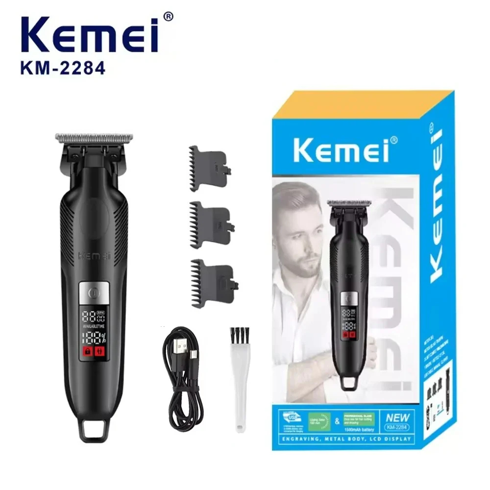 Km-2284 ปัตตาเลี ่ ยนผมมืออาชีพ LCD usb ชาร ์ จผมผู ้ ชาย Trimmer
