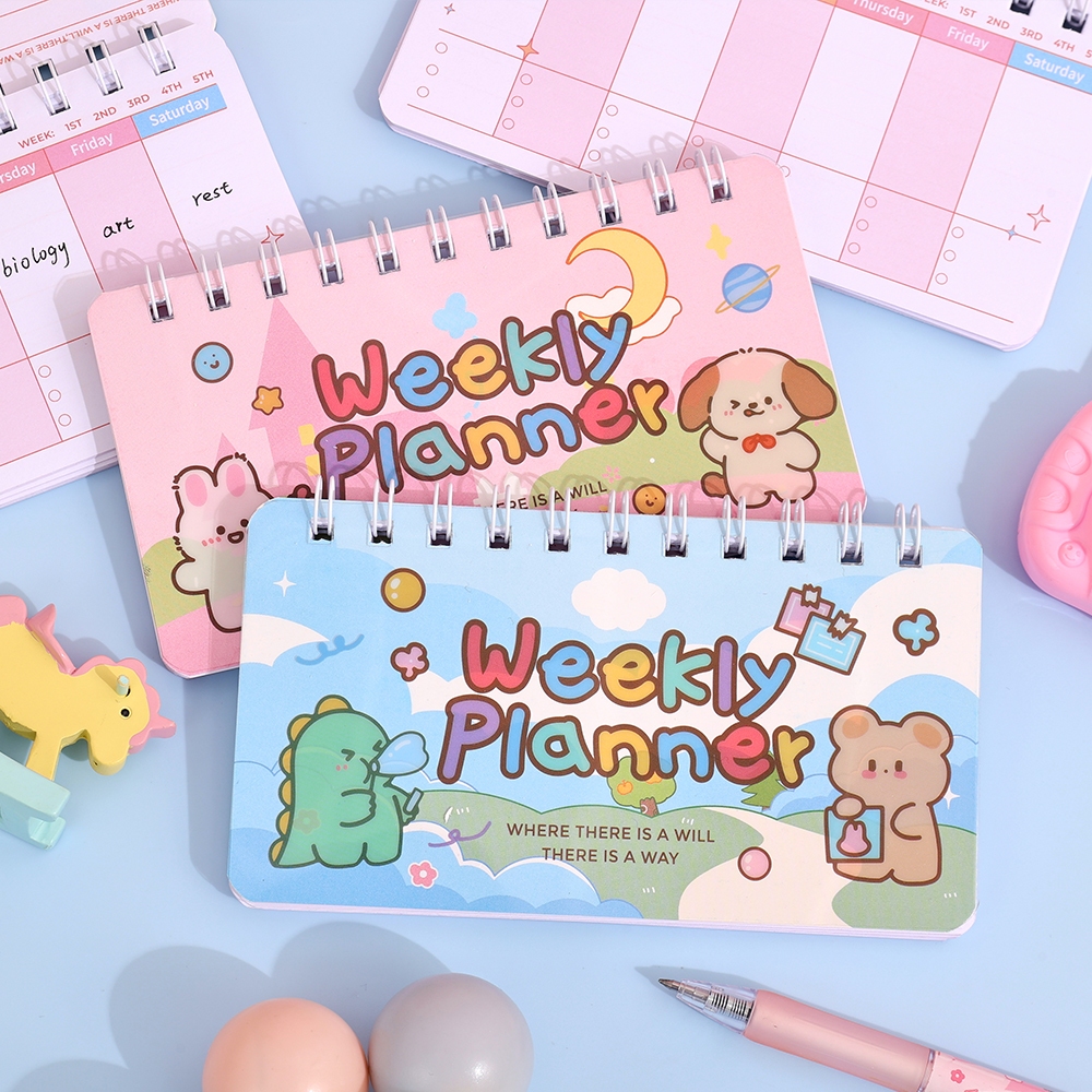 Planner Notebook รายสัปดาห ์ 50 หน ้ าน ่ ารักพาสเทลวันที ่ สมุดบันทึกนักเรียนโรงเรียนเครื ่ องเขียนตารางการเขียนแผนทํา