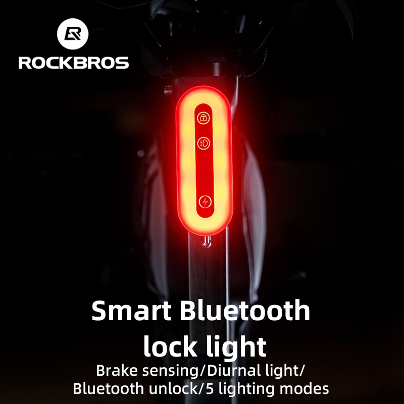 Rockbros ไฟท ้ ายจักรยานสมาร ์ ทบลูทูธล ็ อคกันน ้ ํา TYPE-C ชาร ์ จ MTB จักรยานเสือหมอบเบรคไฟท ้ าย — صورة 2