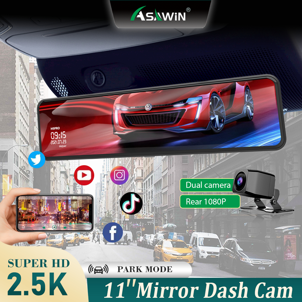 Asawin H9PRO UHD 2K WIFI มองหลัง กระจก Dash Camสำหรับกล้องติดรถยนต์ เลนส์คู่ ด้านหน้าและด้าน หลัง11 
