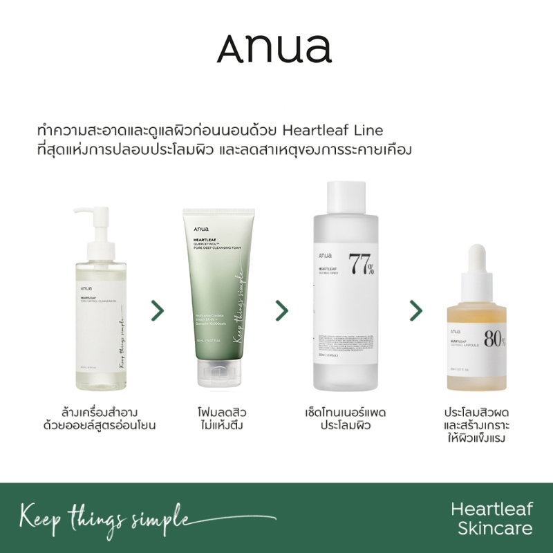 Anua Cleansing Oil 200ML/Anua 77% Soothing Toner 250ML/Anua Heartleaf 80% Soothing Ampoule 30mlเซรั่มบํารุงผิวหน้า