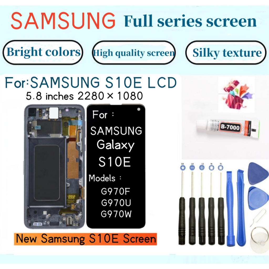 หน ้ าจอ Samsung ใหม ่ เอี ่ ยมเหมาะสําหรับ Galaxy S10E LCD SM-G970F/DS G970 5.8 นิ ้ วจอแสดงผลแบบสัมผัส