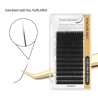 Nagaraku Ellipse Flat L LC LD N Shape Eyelash Extensions Matte สีดําสีเทาขนตาปลอม